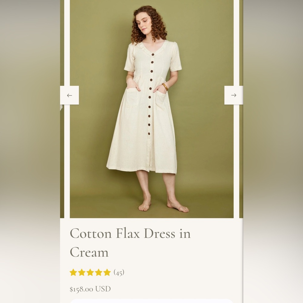 Pana Mina Cream Button-Down Midi Dress